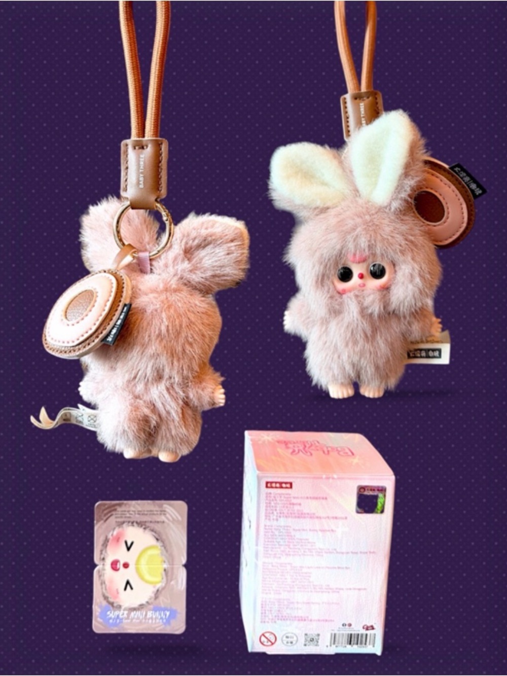 Baby Three Super Mini Bunny Plush Pendant O Confirmed - Picture 6 of 17